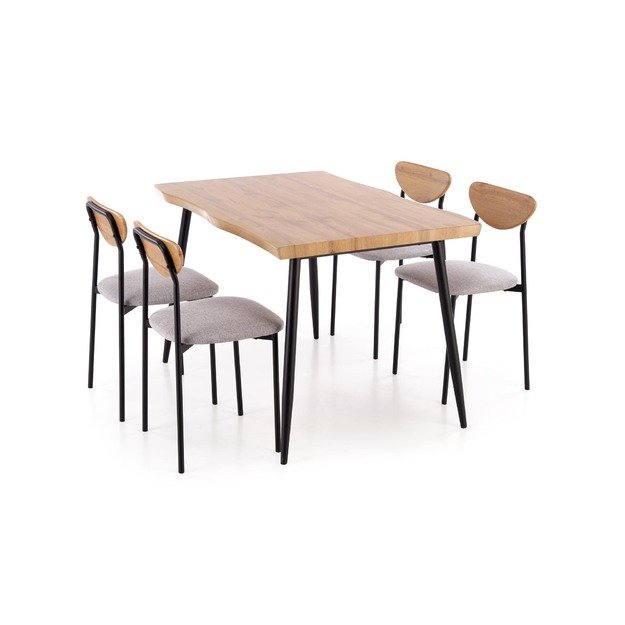 DICKY set, table + 4 chairs color: natural / black / grey 12