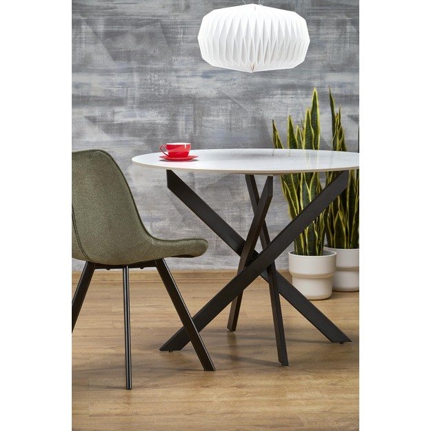 EDGAR 2 table, top - white marble, legs - black 6
