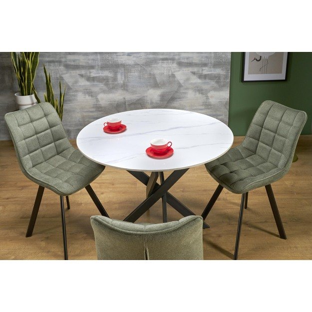 EDGAR 2 table, top - white marble, legs - black 16