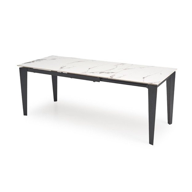 FELIX extension table, white marble / black 2