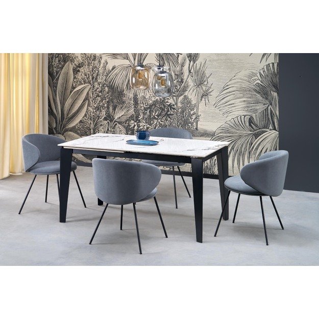 FELIX extension table, white marble / black 14
