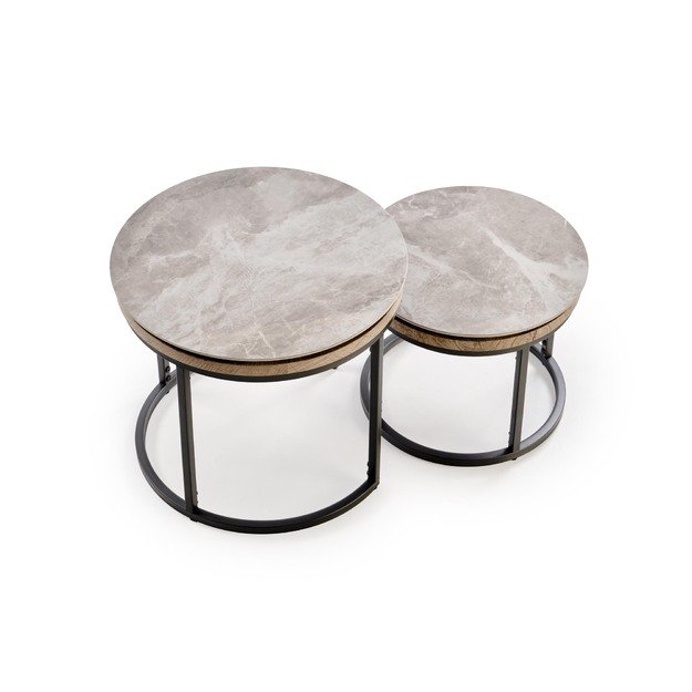 ITAKA set of 2 coffe tables, grey marble / graphite 1