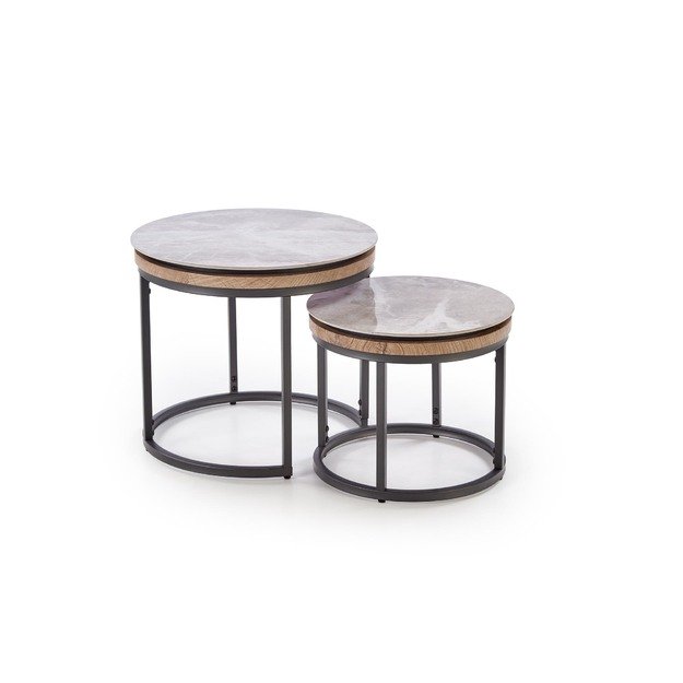 ITAKA set of 2 coffe tables, grey marble / graphite 10