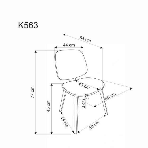 K563 chair, walnut / grey / black 3