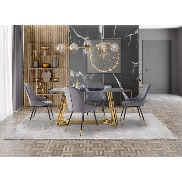 KONAMI table, color: top - black marble, legs - gold 2