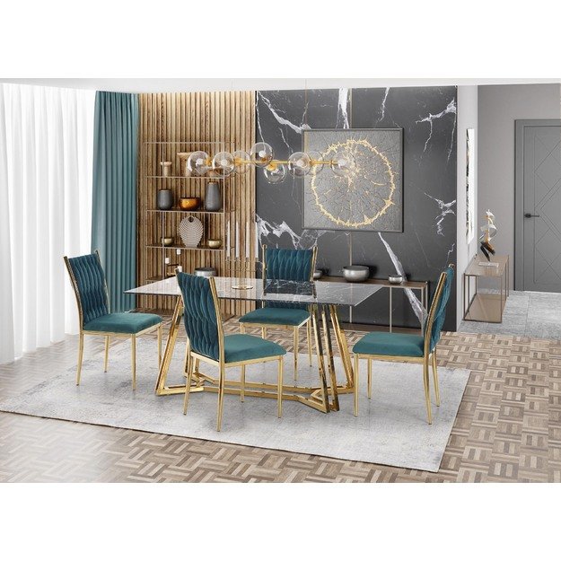 KONAMI table, color: top - black marble, legs - gold