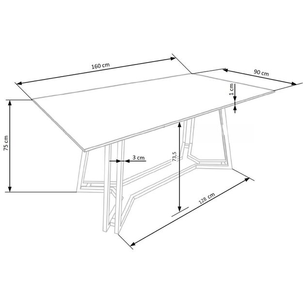 KONAMI table, color: top - black marble, legs - gold 3