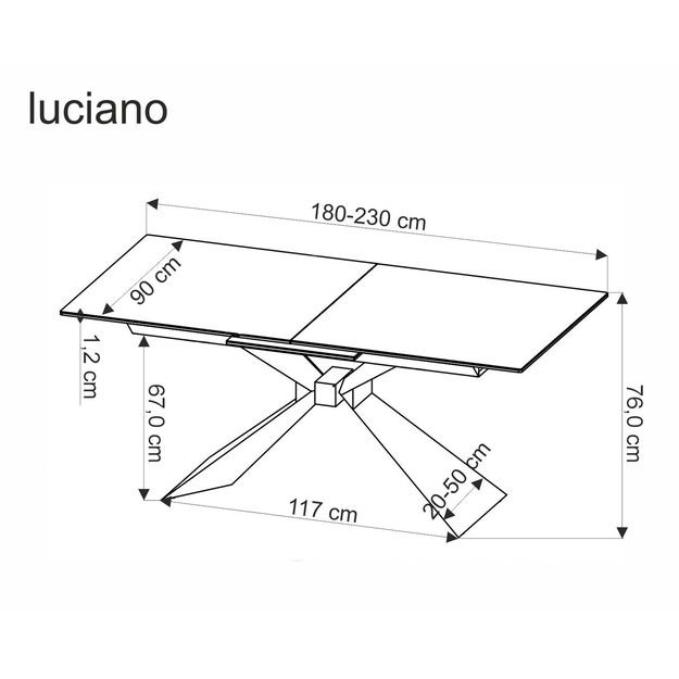 LUCIANO extension table, white marble / black 8