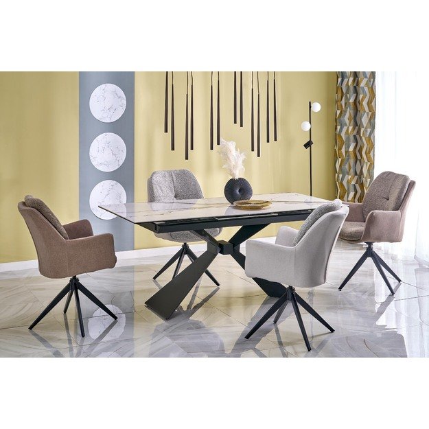 LUCIANO extension table, white marble / black 4