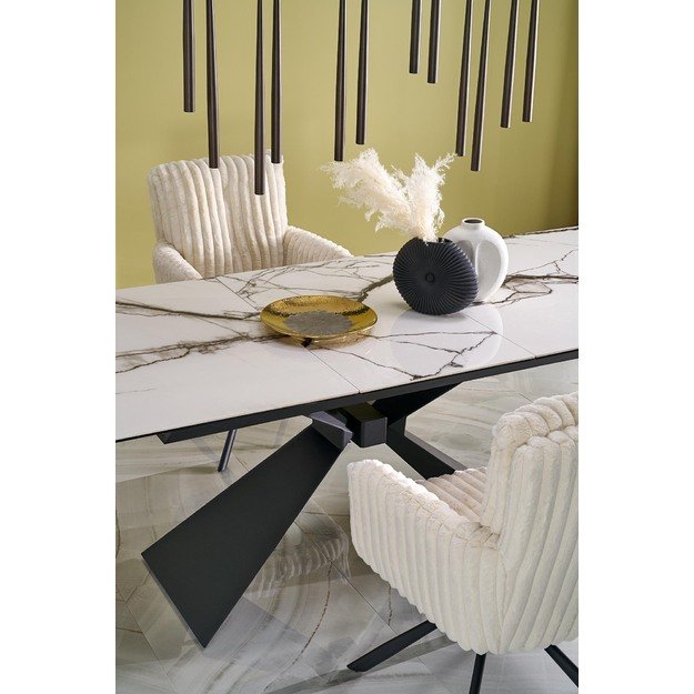 LUCIANO extension table, white marble / black 1