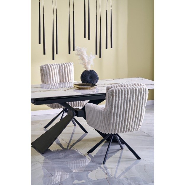 LUCIANO extension table, white marble / black 3
