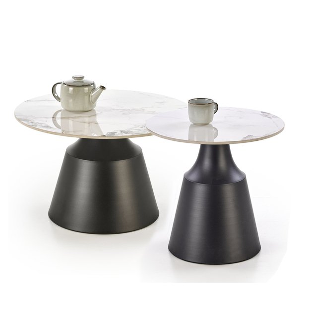 MAGNETA set of two, white marble/black