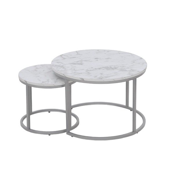 PAOLA 2 set of two coffee tables, marble / silver 6