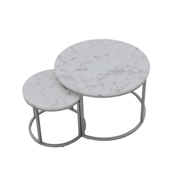 PAOLA 2 set of two coffee tables, marble / silver 7