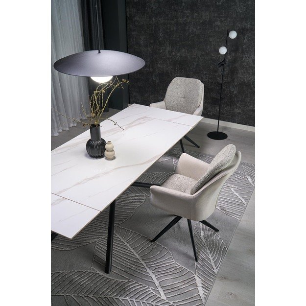 VITORINO extension table, color: top - white marble, legs - black 13