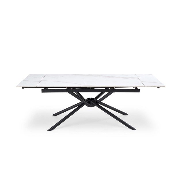 VITORINO extension table, color: top - white marble, legs - black 3
