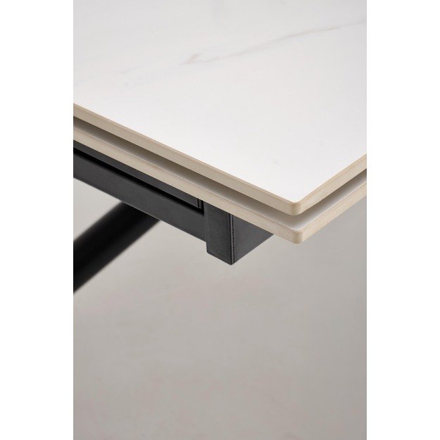 VITORINO extension table, color: top - white marble, legs - black 2