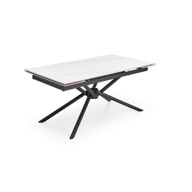 VITORINO extension table, color: top - white marble, legs - black 6