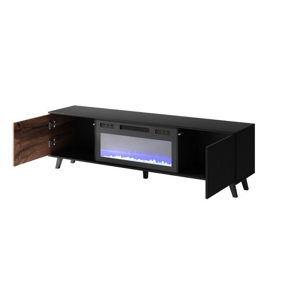 RANDOM RTV-K TV stand with fireplace 180 cm, wotan oak / black 3