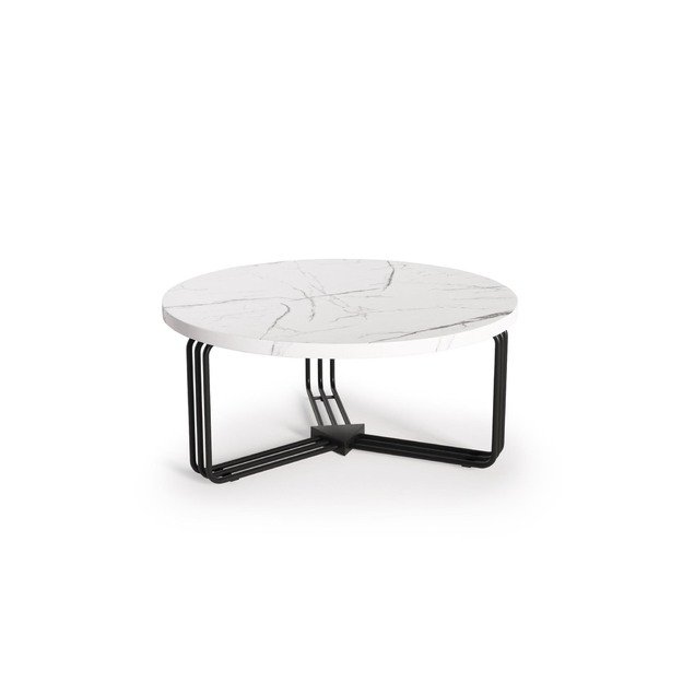 ANTICA coffee table top - white marble, frame - black (2box = 1pc) 2