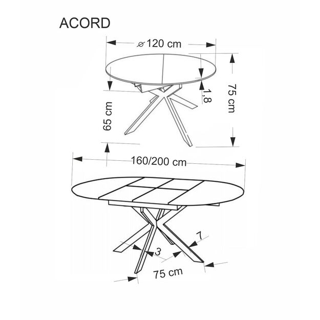ACORD extension table, natural / black 9