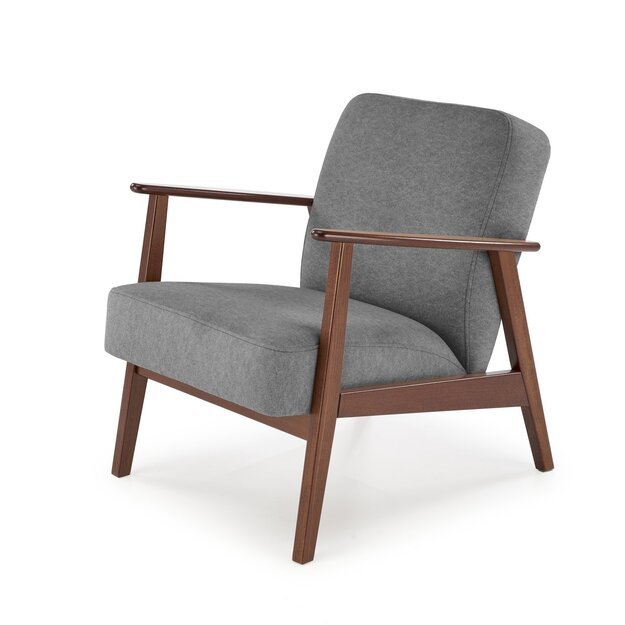 MILANO 1S, leisure chair, grey CASTEL#93 / dark walnut