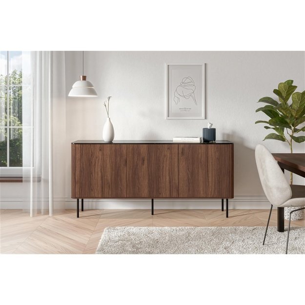 SOLANO KM-1 chest warmia walnut / black marble