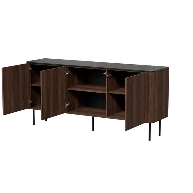 SOLANO KM-1 chest warmia walnut / black marble