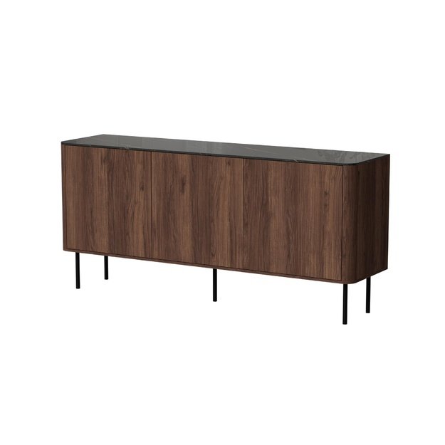 SOLANO KM-1 chest warmia walnut / black marble