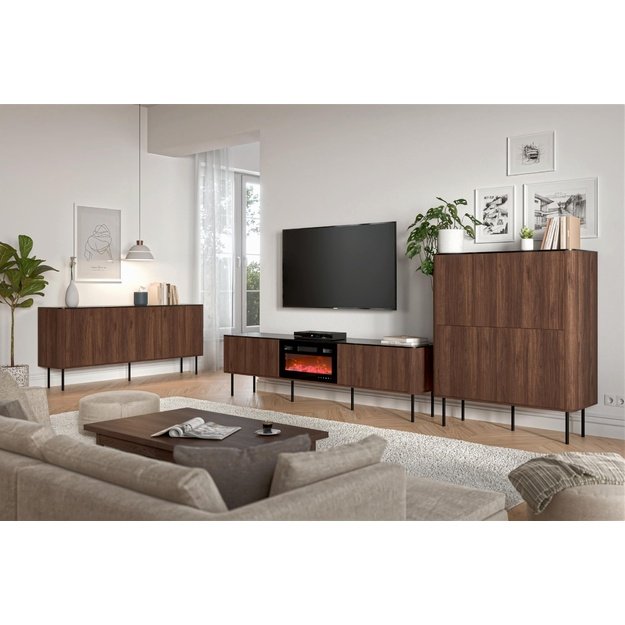 SOLANO KM-1 chest warmia walnut / black marble