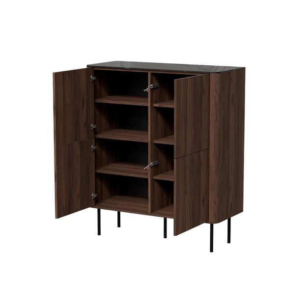 SOLANO KM-2 chest warmia walnut / black marble