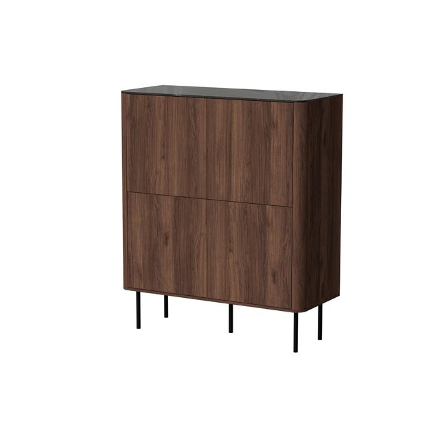SOLANO KM-2 chest warmia walnut / black marble