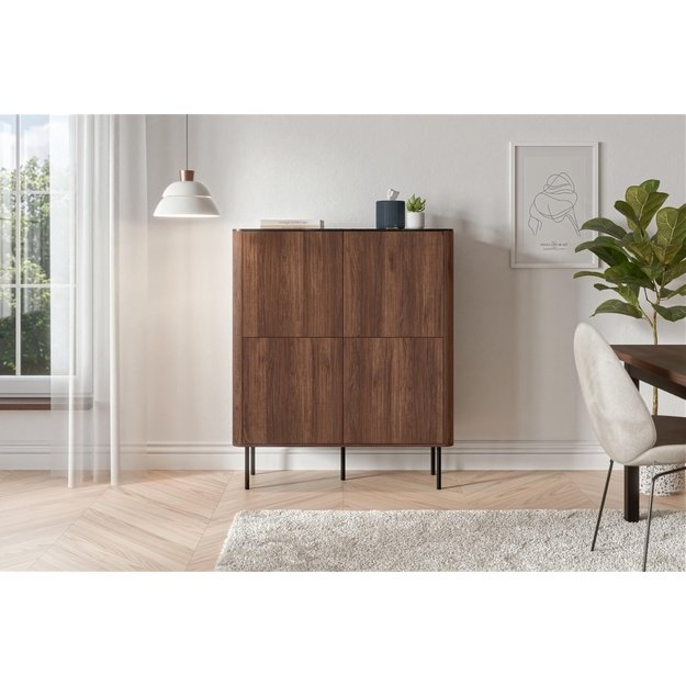 SOLANO KM-2 chest warmia walnut / black marble