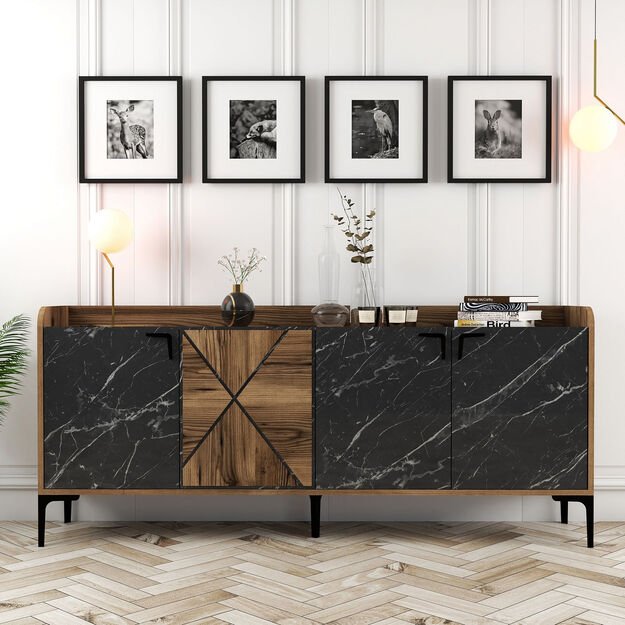 Venedik - Walnut, Black Marble
