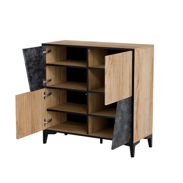 OVO bookcase 4D dark concrete/primeval oak 2
