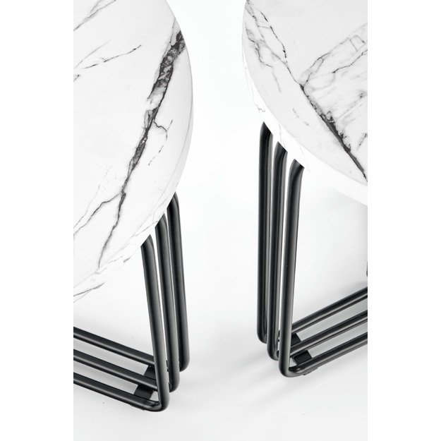 ANTICA M, c. table white marble table top - black frame 9