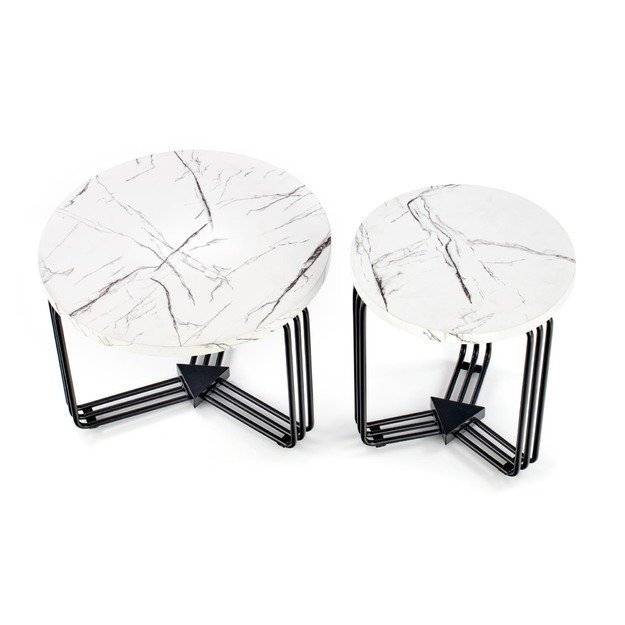 ANTICA M, c. table white marble table top - black frame 1