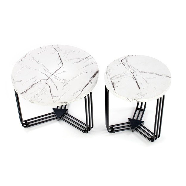 ANTICA M, c. table white marble table top - black frame 10