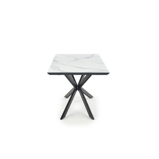DIESEL extension table, color: top - white marble / dark grey, legs - black 12