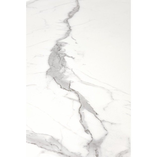 DIESEL extension table, color: top - white marble / dark grey, legs - black 25