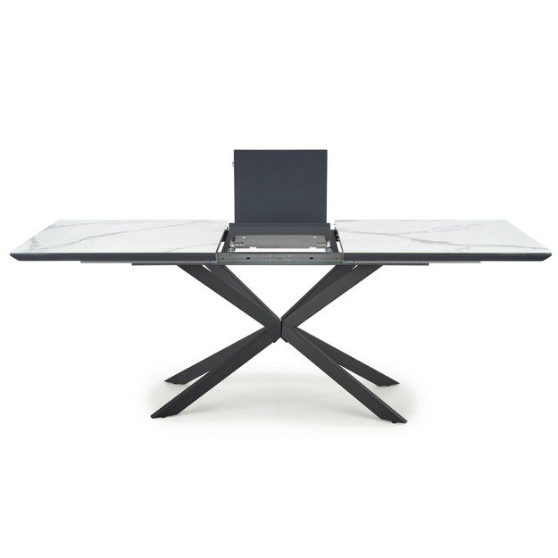 DIESEL extension table, color: top - white marble / dark grey, legs - black 32