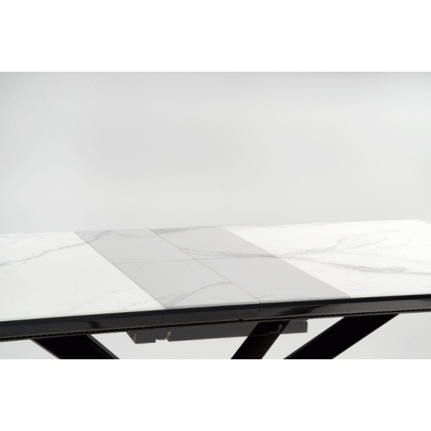 DIESEL extension table, color: top - white marble / dark grey, legs - black 8