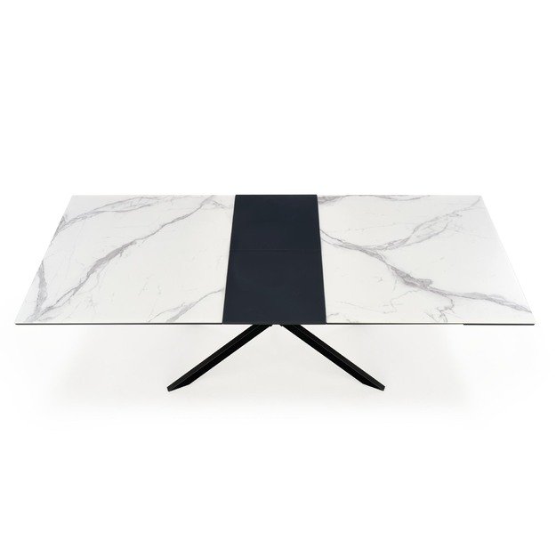 DIESEL extension table, color: top - white marble / dark grey, legs - black 11