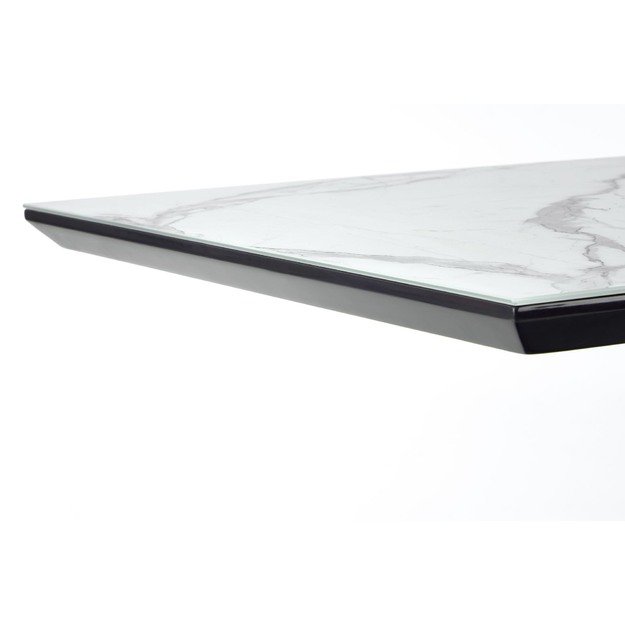 DIESEL extension table, color: top - white marble / dark grey, legs - black 26