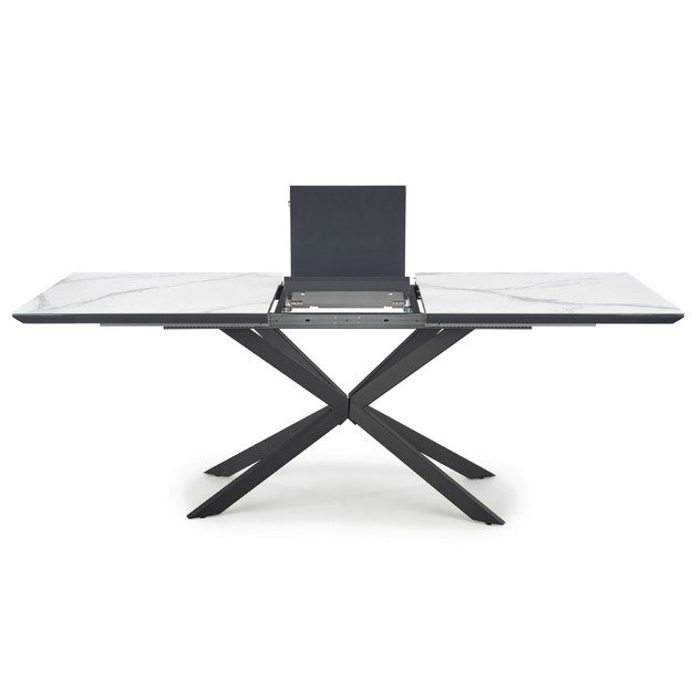 DIESEL extension table, color: top - white marble / dark grey, legs - black 16