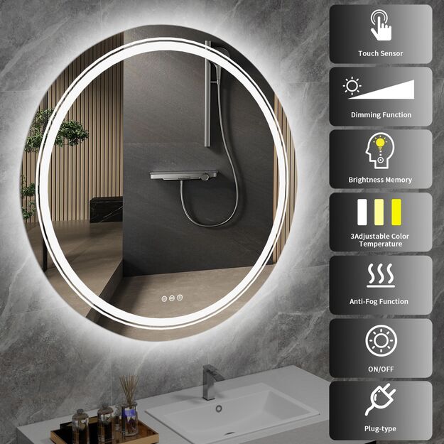 DOVER 80 bathroom wall mirror, silver 4