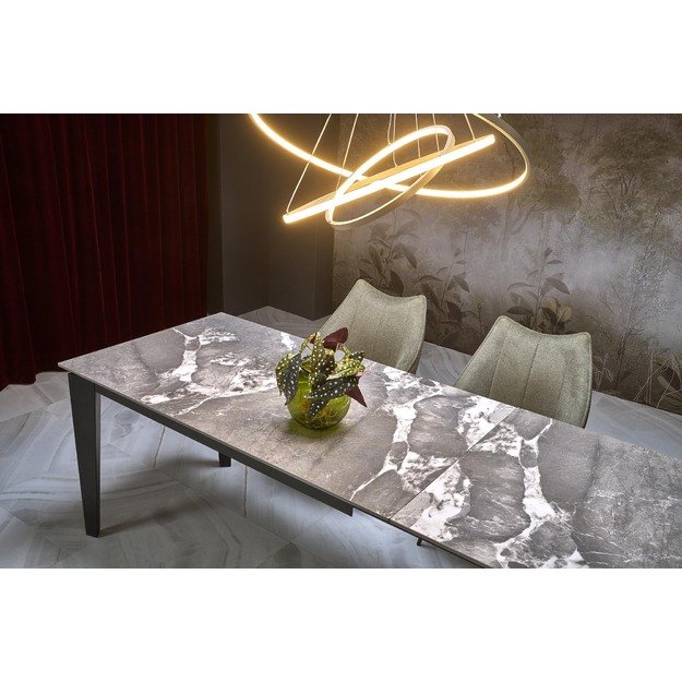 FELIX extension table, grey marble / black 12