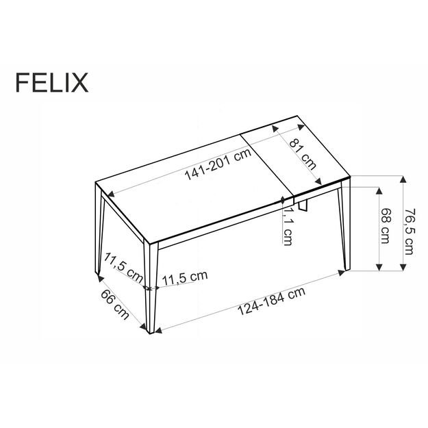 FELIX extension table, grey marble / black 28