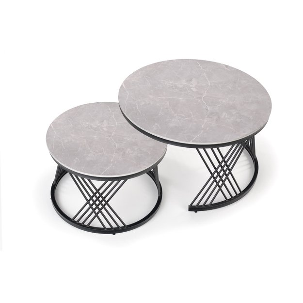 FLAMINGO set of 2 coffee tables, grey marble 14