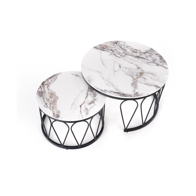 FORMOSA set of 2 coffee tables, white marble 12